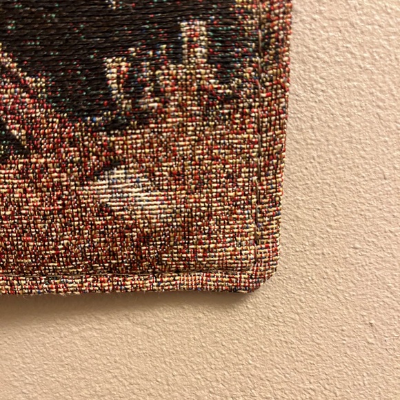 Cowboy on Horse Rodeo Scene On Heavy Tapestry Decor/Wall Hanging. - Picture 6 of 6